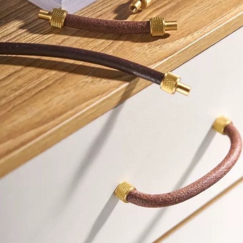 Furniture Hardware Drawer Pulls - Messing + Leder Schrankgriffe Griff Umweltfreundliche