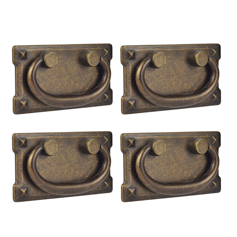 Furniture Hardware Vintage - 4Pcs Vintage Antike Bronze Schublade Ring