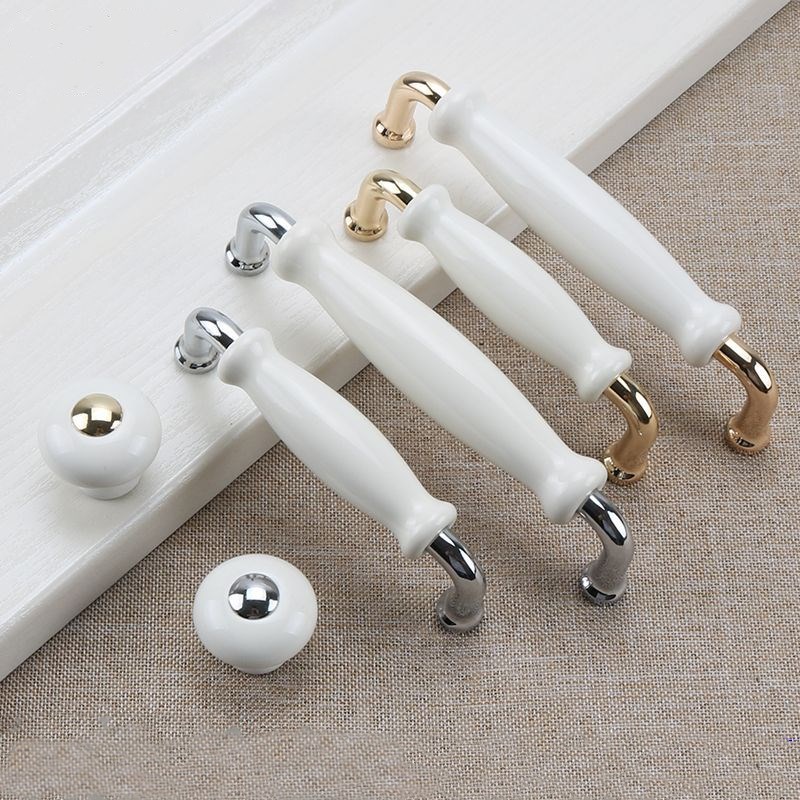 Furniture Hardware Drawer Pulls - Weiße Keramik-Türgriffe Moderne Möbelknöpfe Zinklegierung Keramik-Ziehgriffe