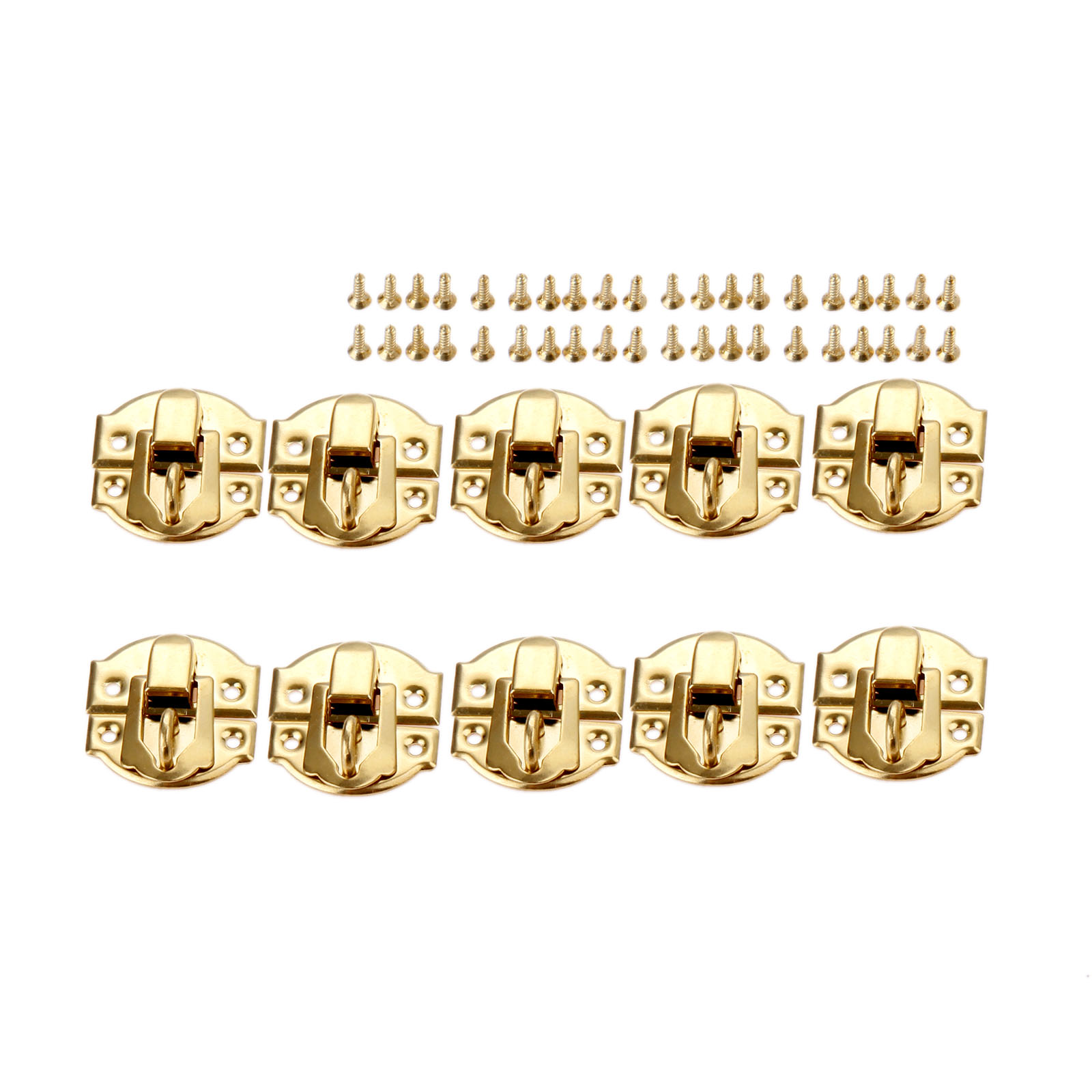 Furniture Hardware Vintage - 10 Stück goldene Box-Verriegelungsverschlüsse mit Schrauben,