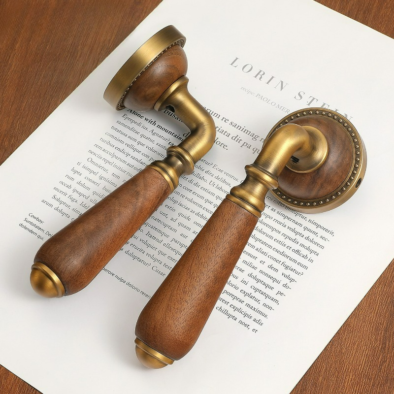 Furniture Hardware Vintage - Vintage Gelber Antik-Bronze Walnussholzgriff, Antik-Stil Schlafzimmer-Türschloss,