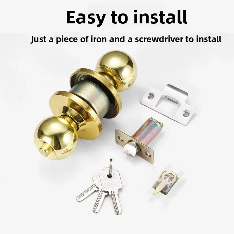 Furniture Hardware Supply - Edelstahl Runde Kugel-Türknöpfe Durchgangs-Eingangsschloss-Griff für Schlafzimmer