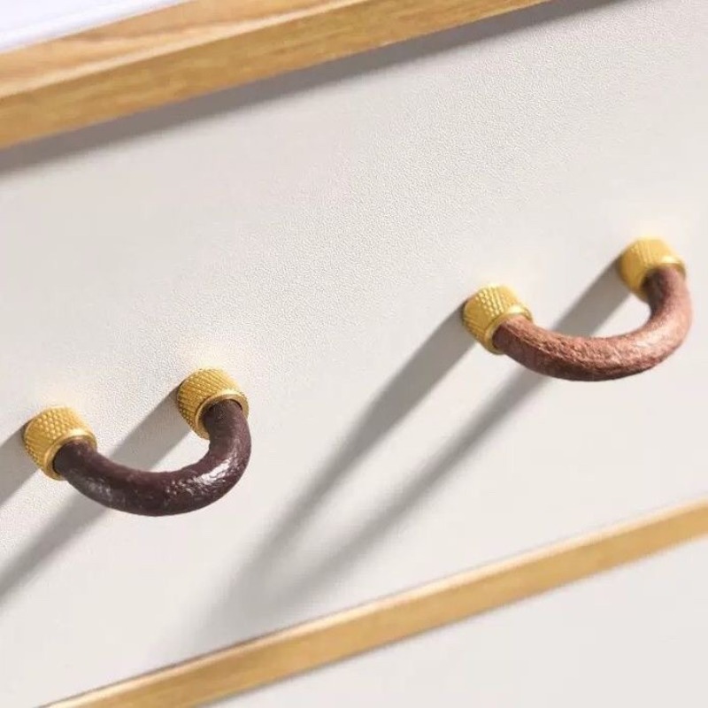 Messing + Leder Schrankgriffe  – Furniture Hardware Drawer Pulls Bewertung und Preis